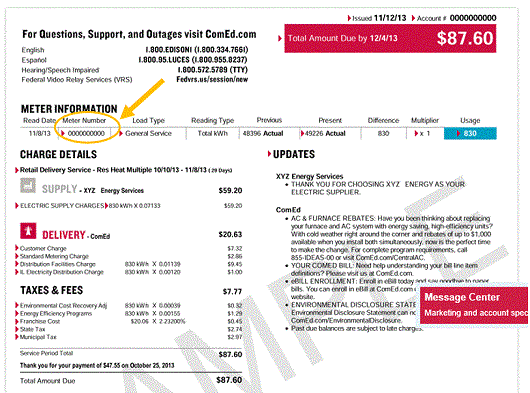 ComEd Smart Meter Number